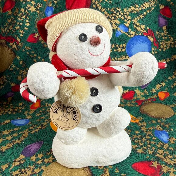 VTG Dept 56 Billy Buttons Figurine Snowman 8" Candy Cane Dancing Original Tag - Picture 2 of 7